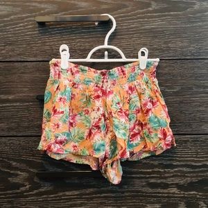 Floral Hawaiian Elastic Waist Shorts